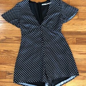 UO Kimchi Blue Black white polka dot Romper XS